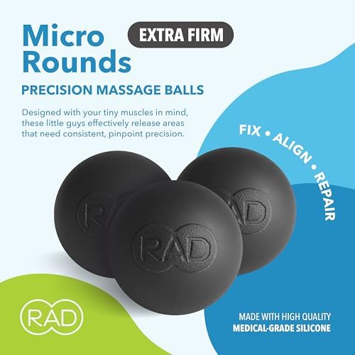 RAD Micro Rounds – Yoga Deep Tissue Massage Ball Set (Small 0.75 Inch Balls, 3 Pack) – Targeted Myofascial Release for Feet, Plantar Fasciitis, Jaw & Hands – Trigger Point & Mobility Therapy - Image 2