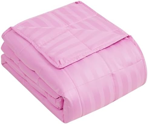 yescool Weighted Blanket for Adults (20 lbs, 60" x 80", Salmon Stripes) Heavy Blanket for Sleeping Perfect for 190-210 lbs, Queen Size Breathable Blanket with Premium Glass Bead, Machine Washable by yescool