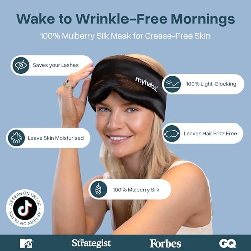 MyHalos 3D Mulberry Silk Sleep Mask, Blackout Eye Mask for Women & Men - Image 2