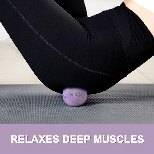 Massage Lacrosse Ball, 2.5 Inch Firm Solid Rubber Deep Tissue Ball for Myofascial Release, Plantar Fasciitis & Muscle Knot Relief, for Foot, Glutes, Shoulder Blades, Calves, 1 Count Purple-02 - Image 5
