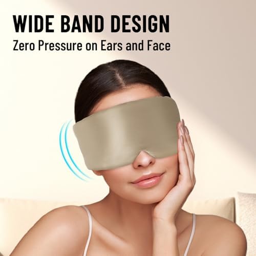 100% Mulberry Silk Sleep Mask, Large Eye Cover for Sleeping, Comfortable and Pressure-Free Sleeping Masks for Women Men, Completely Blackout (Taupe) - Image 5