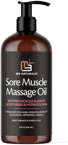 Arnica Massage Oil for Sore Muscles with Collagen, Stem Cells 8 fl oz by M3 by M3Naturals