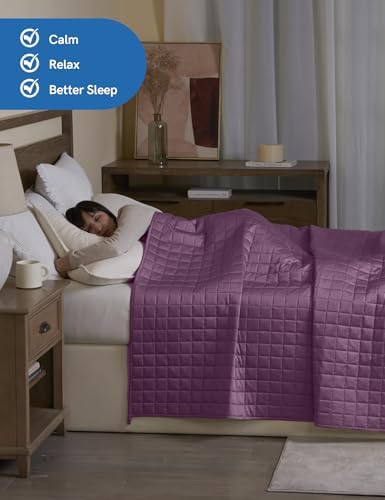 YnM Exclusive Cooling Weighted Blanket, Smallest Compartments with Glass Beads, Bed Blanket for One Person of 140lbs, Ideal for Twin/Full Bed (48x72 Inches, Pounds, Fuchsia) - Image 3