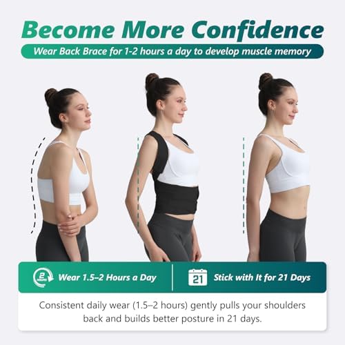 Posture Corrector for Women and Men, Adjustable Shoulder Straightener with Full Back Support, Relief for Lower & Upper Back Pain, Spine, Scoliosis Relief (Black, Small) - Image 4