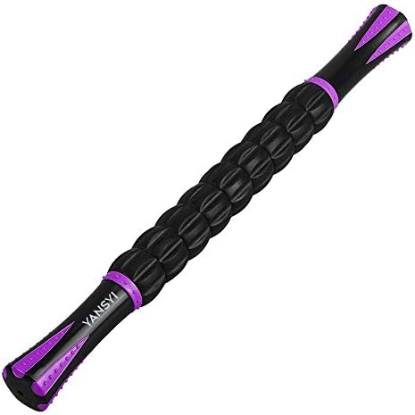 YANSYI Professional 9-Roller Deep Tissue Massage Stick - Portable Muscle Recovery Roller for Athletes, Relieves Post-Workout Soreness & Leg/Back Pain - Portable Physio Tool (Purple) by YANSYI