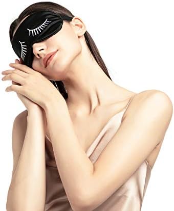 100% Mulberry Silk Sleep Mask Blackout, Cute Natural Sleeping Mask with Adjustable Elastic Strap, Satin Eye Cover for Men Women Adults (White Eyelashes) - Image 5
