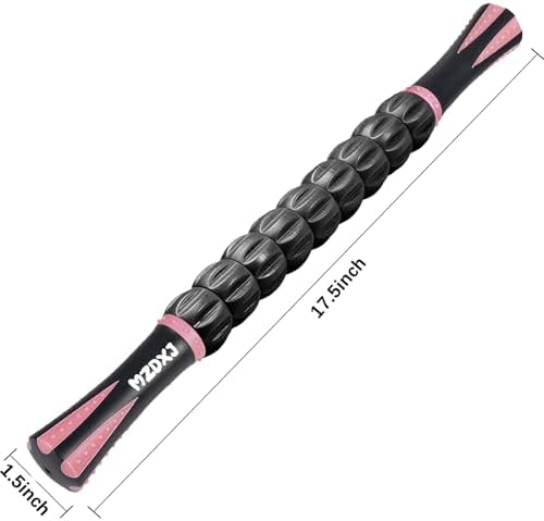 Muscle Roller Massage Roller Stick- Deep Tissue Fascia Blaster for Myofascial Pain Relief, Lymphatic Drainage & Body Sculpting, Handheld Physical Therapy & Recovery Tool ​(Pink Black - Image 2