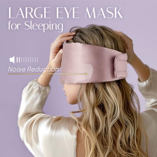 Silk Sleep Mask Soft Pressureless: 100% Mulberry Silk for Eye Skin Anti Wrinkles, Large Size for Total Blackout, Adjustable Wide Velcro Ear Cover - Image 6