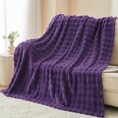 NEWCOSPLAY 3D Bubble Flannel Throw Blanket for Couch Purple, 50"×60" by NEWCOSPLAY