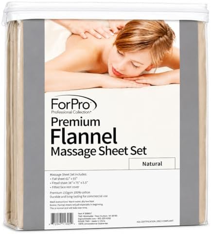 ForPro Premium Flannel 3-Piece Massage Sheet Set, Natural - Image 2