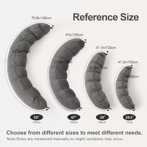 Peallow(Pat. Pend) – Long Round Body Pillow for Adults, Bolster Pillow for Sleeping, Soft and Supportive Pillow for Sleeping & Lumbar Support (Urban Grey, 59") - Image 2