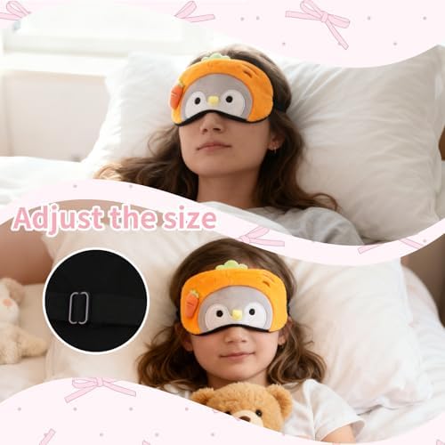 PERFECTSIGHT Sleep Eye Masks, Cute Sleep Eye Cover Lightweight Adjustable Eyeshade Mask Cover for Women Men Sleep Travel Nap, Carrot Penguin - Image 4