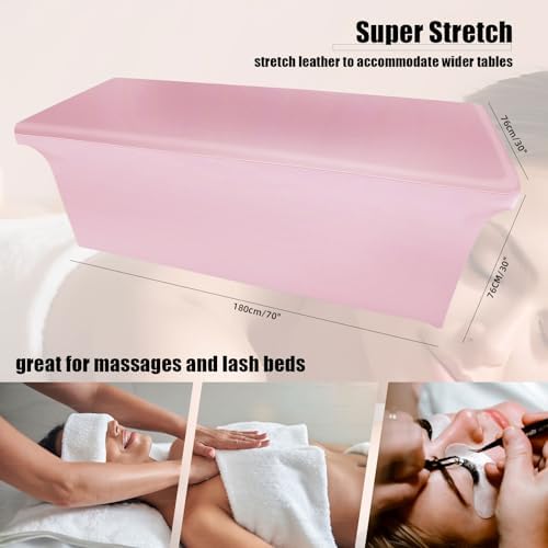 Pink Lash Bed Cover PU Leather Massage Table Cover Waterproof&Wipeable Protective Cover for Eyelash Extension Bed/Salon Massage Bed/Spa Bed, Odorless and High Elasticity Vegan Lash Bed Topper(6FT) - Image 2