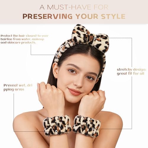 Ayesha Spa Headband and Wristband Set for Washing Face Skincare Makeup - Image 3