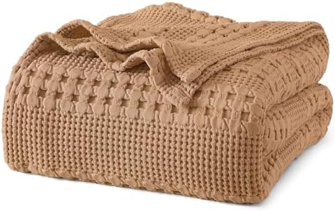 PHF Lightweight 100% Cotton Waffle Blanket for Bed, Twin XL, Clay by PHF