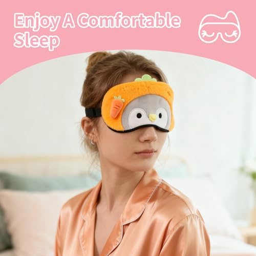 PERFECTSIGHT Sleep Eye Masks, Cute Sleep Eye Cover Lightweight Adjustable Eyeshade Mask Cover for Women Men Sleep Travel Nap, Carrot Penguin - Image 6
