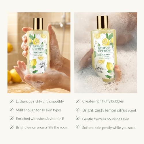 Lemon Bath Gift Set for Women, Spa Gift Basket & Self Care Birthday Gifts - Image 4