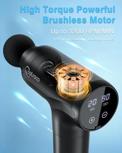 cotsoco Massage Gun, Muscle Massage Gun Deep Tissue Back Massager for Pain Relief, 20 Speeds Handheld Electric Massager Tool with Silent Brushless Motor, Suitable for Gym Office Home Travel - Image 3