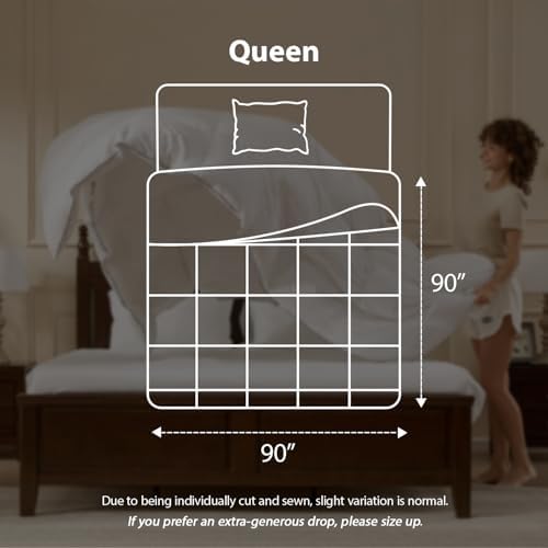 Pacific Coast Goose Feather Down Fiber Comforters Queen Size, Extra Fluffy White Duvet Insert, Ultra-Soft, Breathable, All Season Hotel Luxury Bedding Comforters, 8 Corner & Center Loops (90"x90") - Image 6
