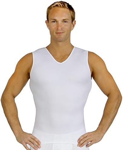 Insta Slim Mens Compression Sleeveless V Neck Muscle Shirt- Slimming Body Shaper Undershirt by InstaSlim