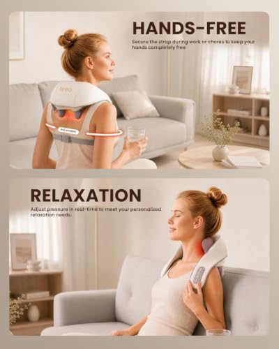 Breo N5mini Neck and Shoulder Massager with Heat,Shiatsu Kneading,Beige - Image 5
