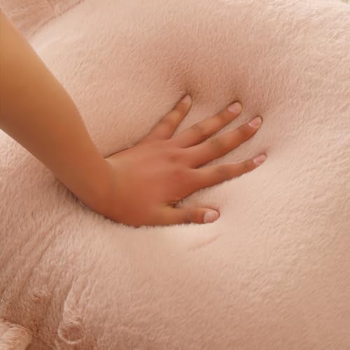 Large Plush Backrest Pillow for Sitting in Bed,Faux Fur,Pink - Image 6