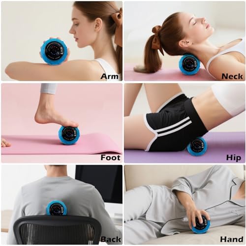 5-Speed Vibrating Massage Ball: Silicone Electric Massager with Auto Shut-Off, Physical Therapy Ball for Fitness, Mobility, and Relaxation, Wellness Gift (Blue) - Image 2