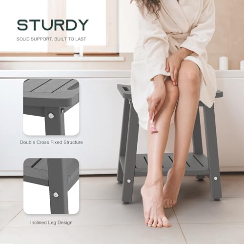Waterproof HDPE Shower Bench for Inside Shower, Shower Stool, Grey - Image 5