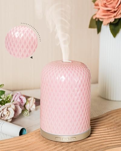 Essential Oil Diffuser - 2.4 MHz Ultrasonic Ceramic Diffuser with Pulse/Continuous Mist & 3 Night Light Modes, Waterless Auto-Off, Silent Aromatherapy Diffuser for Home, Office, Gifting & Home Decor by ONABOVIVA