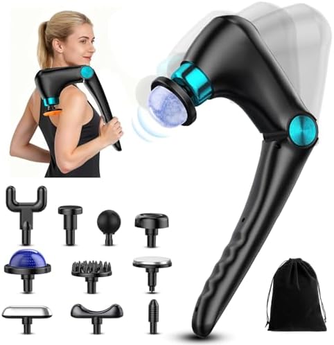 Foldable Heat Cold Massage Gun, 9 Speeds 10 Heads Cordless Handheld Percussion Massagers, Portable Electric Muscle Pain Relief Massager Gifts for Men Women Dad - Image 2