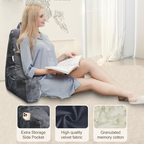Reading Pillow for Sitting in Bed Adult, Bed Rest Sitting Pillow with Arms, Removable Velvet Cover, Relaxing/Gaming/Lounge/tv Pillow - Image 5
