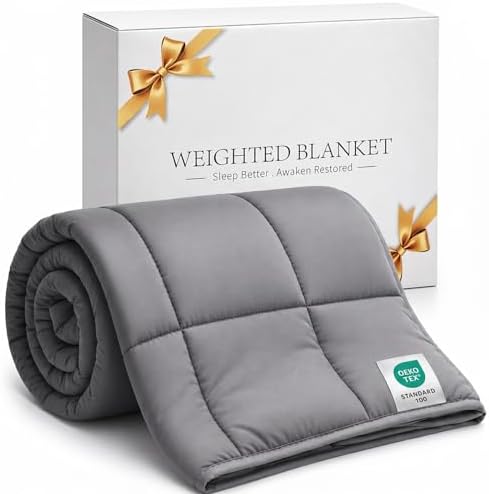 Smart Queen Weighted Blanket 20lbs (60”x80”,Grey) Full Size Soft Cooling Heavy Blanket for Sleeping, Breathable All Season Comfort with Premium Glass Beads,Machine Washable by SmartQueen