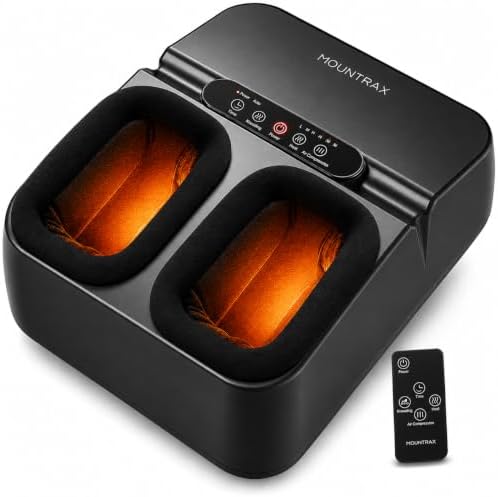 MOUNTRAX Foot Massager with Heat, Deep Shiatsu Foot Massage Machine with Air Compression, 3 Heating Levels, Adjustable Intensity & Timer, Fits Up to Men's Size 12, Foot Massager for Home & Office by MOUNTRAX