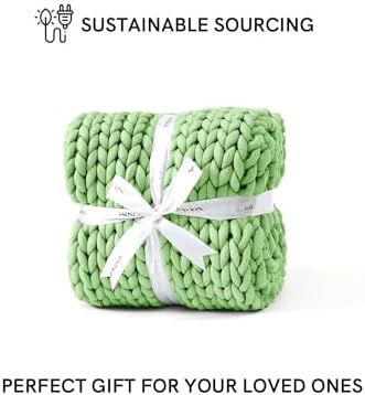 YnM Chunky Throw Blanket, Medium-Weight, Hand Knitted, Skin Friendly, Ventilated and Breathable, Machine Washable, Home Décor Piece for Couch, Sofa and Bed (Avocado Green, 60x80 Inch) - Image 5