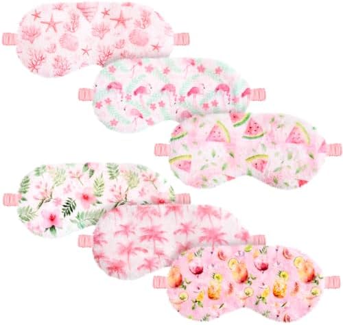 Cuffbow 6 Pack Fuzzy Sleep Masks Plush Eye Mask,Summer,Pink by Cuffbow