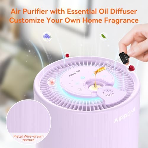 AIRROMI Air Purifier for Bedroom with HEPA 3-in-1 Filter, Pet Air Purifier for Home Cat Pee Smell, Covers Upto 990 Ft², Quiet 360°intake Air Cleaner for Pet Hair,Allergies,Pollen,Smoke A2001 Purple - Image 5