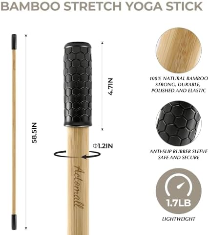 Bamboo Yoga Stick, 58.5-Inch Stretching Stick for Exercise - Image 2