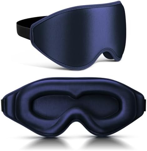 99% Fully Block Out Light Eye Sleep Mask, 3D Deep Contoured Eyes Cover Zero Pressure, Long Lash Extension Eyes Mask with Adjustable Straps for Sleeping Travel Home Nap Rest Women Men (Dark Blue) by Unknown