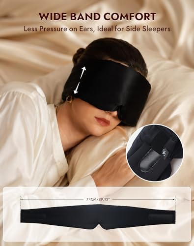 SilkSilky 22 Momme Mulberry Silk Sleep Mask for Side Sleepers, Black - Image 5