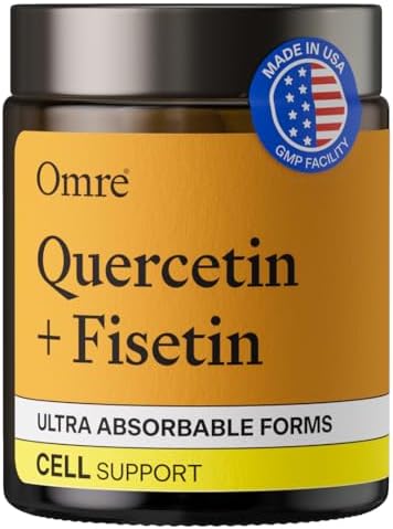 OMRE Quercetin and Fisetin Supplements - Third-Party Tested Senolytic Supplements for Aging Support - 500mg Quercetin Phytosome and 100mg Fisetin - Highly Bioavailable Forms by Omre%C2%AE