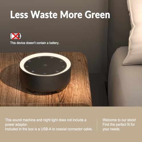 Kipcush White Noise Machine for Sleeping, Baby & Adults, High-Fidelity Non-Looping Sounds, Sleep Sound Machine with Dimmable Night Light, USB Powered, Memory Function, Home, Nursery & Travel - Image 2