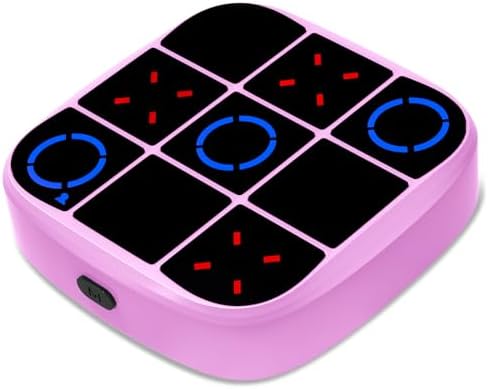 Tic-Tac-Toe Bolt Game, 4-in-1 Handheld Puzzle Games Console, Electronic Tic-Tac-Toe Game for Educational and Memory Growth, Portable Travel Games for Car Ride, Board Games for Kids and Adults (Pink) by KOQQQ-TicTacToeBoltGame
