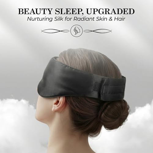 SLEEP SANCTUARY 100% Pure Mulberry Silk Sleep Mask - 22 Momme Light Blocking Hook & Loop Silk Eye Mask for Sleeping - Secure Fit for Side Sleepers, Women & Men - Cloud Soft (Black) - Image 7