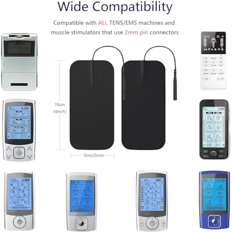 20 Pcs TENS Unit Electrode Pads, 2"x4" Reusable Rectangle Replacement Pads with 2mm Pin Connector Compatible with TENS 7000, AUVON, Etekcity TENS EMS Unit, Self-Adhesive Electrodes for Muscle Therapy - Image 3