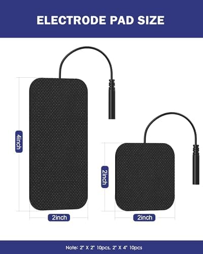 TENS Unit Replacement Pads, Nursal Reusable Self-Adhesive Electrodes Pads 20 Packs 2x2” 2x4”, Latex Free Pigtail TENS Pads, Compatible with TENS 7000, AUVON TENS, Etekcity, Nicwell Care Tens - Image 6