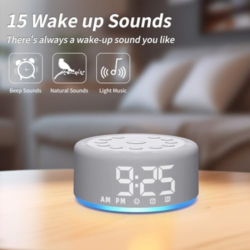Plug-in Sound White Noise Machine Brown Noise Machine & Alarm Clock with Rechargeable Backup Battery Night Light Dual Alarms 30 Sleeping Sounds for Baby Kids Adults 5 Timers 15 Wake Up Sounds & Memory - Image 6