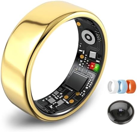 Smart Ring for Women Men,Fitness Tracker Ring,Heart Rate,Blood Oxygen,Step Tracker,Sleep Tracker,Meditation Assistance,No Subscription Fee,IP68 Waterproof,2026 New Holiday Gifts (Gold 8) by Osawalla