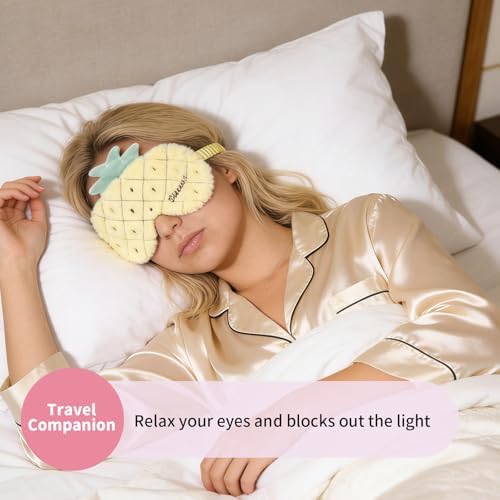 PERFECTSIGHT Sleep Eye Masks, Cute Fruit Sleep Eye Cover Lightweight Adjustable Eyeshade Mask Cover for Women Men Sleep Travel Nap, Strawberry Pineapple - Image 3