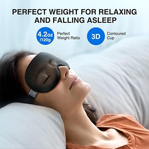 YFONG Weighted Sleep Mask for Women Men, 3D Light Blocking Eye Mask, Black - Image 2