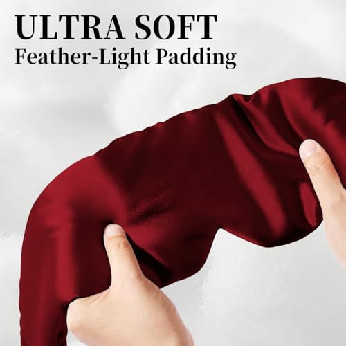 100% Mulberry Silk Sleep Mask, Large Eye Cover for Sleeping, Comfortable and Pressure-Free Sleeping Masks for Women Men, Completely Blackout (Wine Red) - Image 3